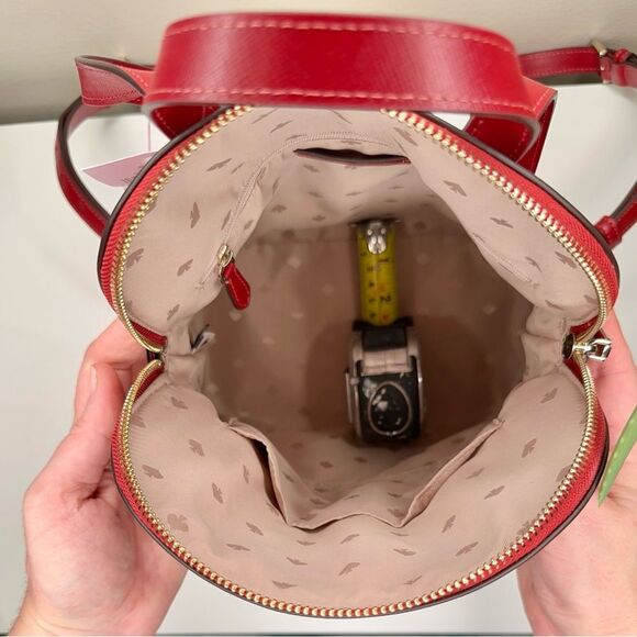 Kate Spade Staci Dome Backpack Red Currant Saffiano Leather Designer Bag NWT - Picture 2 of 11